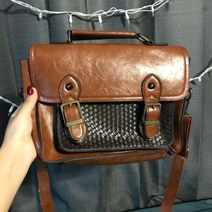Vintage inspired brown Crossbody Bag